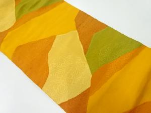 リサイクル　手織り紬切り嵌め風華紋模様織出し名古屋帯